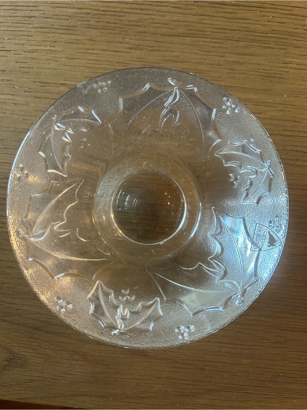 Orrefors Sweden "Holly Days" Lead Crystal Votive Candle Holder - Signed